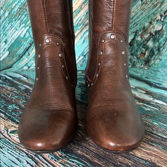 Born Lizzie Tall Brown Leather Studded Riding Boot - Picture 4 of 15